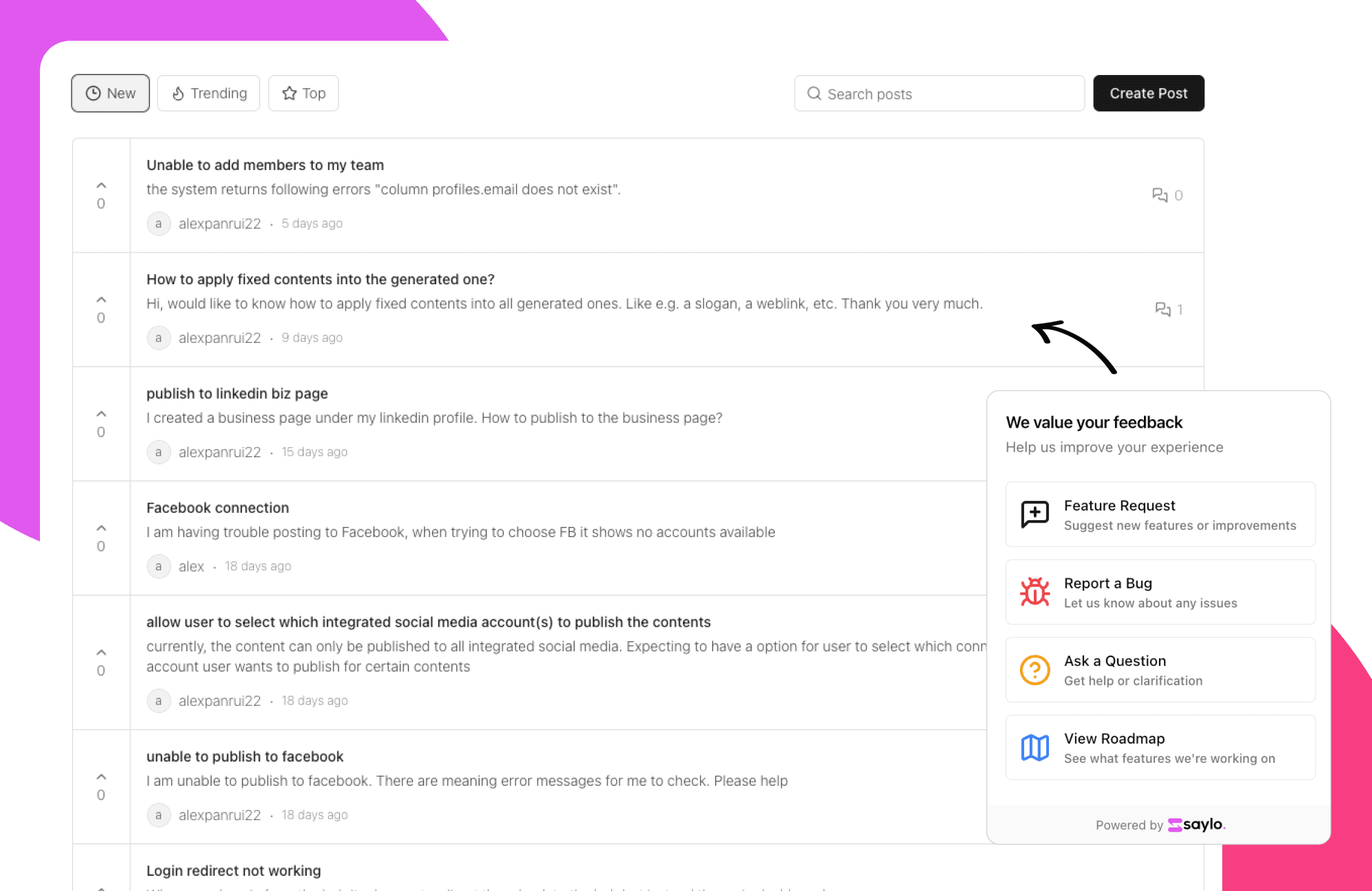 Saylo Dashboard - Stop building products nobody wants