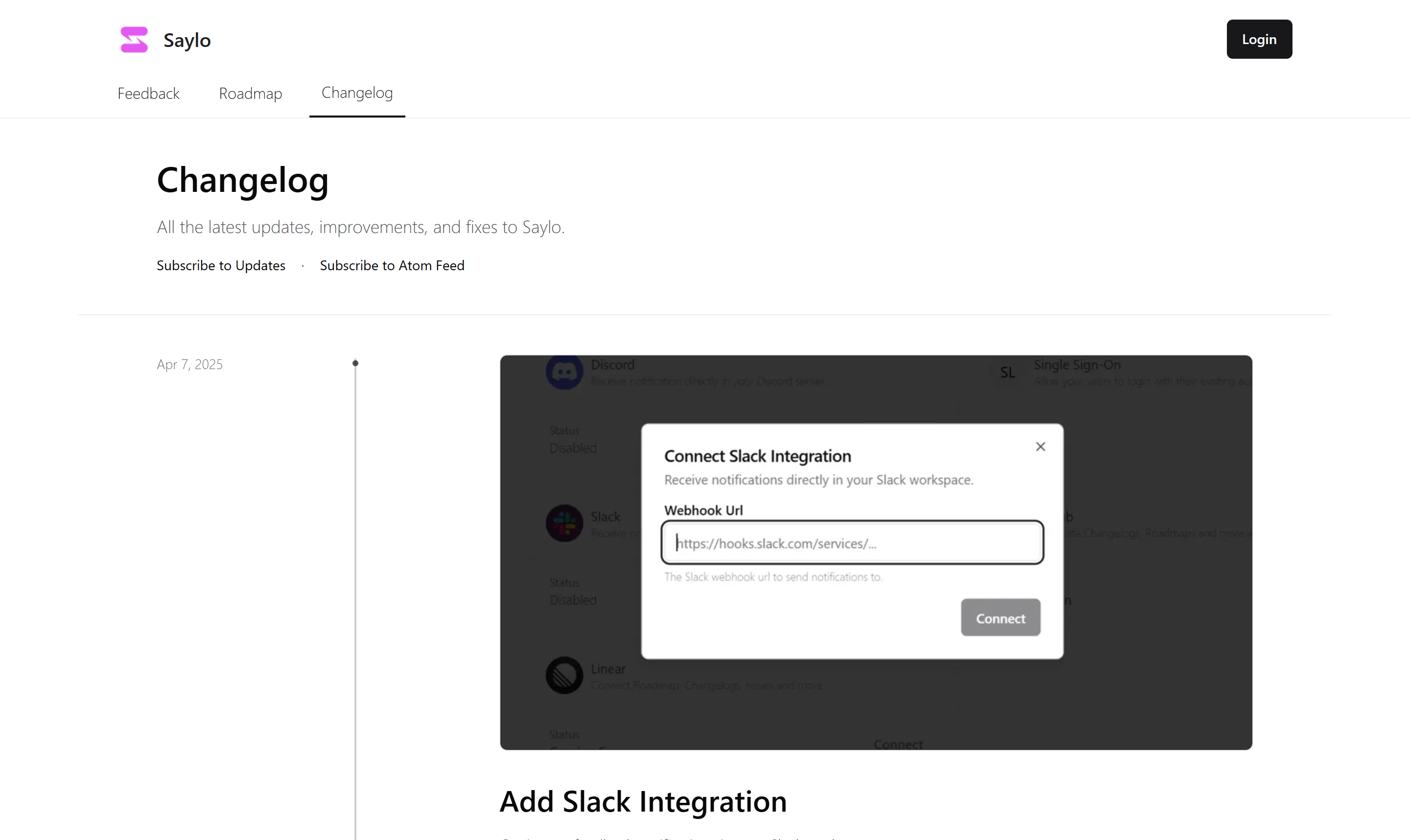 Changelog screenshot